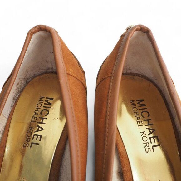 Michael Kors Rory Suede Wedge Penny Loafers Walnut Brown PW14E Women's 7M - Picture 10 of 12